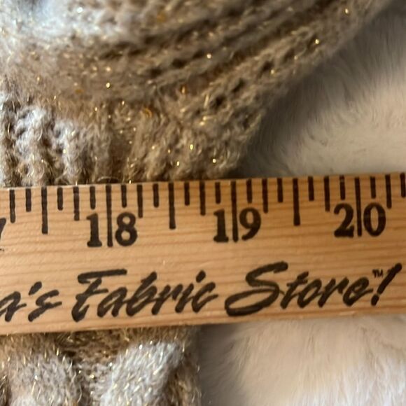 NWOT Express Metallic Sweater Puff Sleeve Gold threading Open Stitch Size Small - Picture 11 of 16